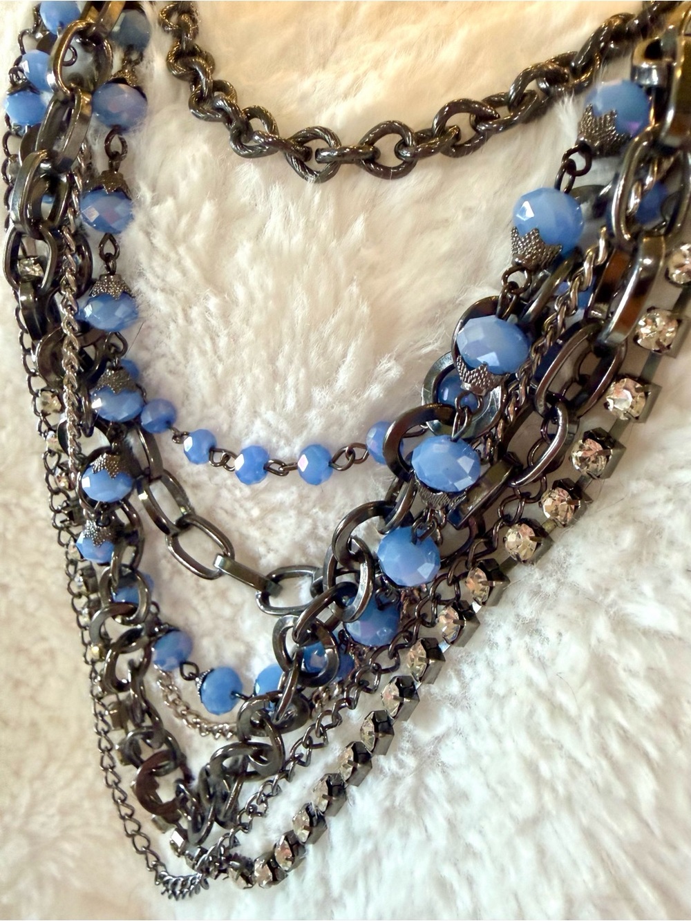 Blue Multi-Strand Statement Necklace - Women's Jewelry